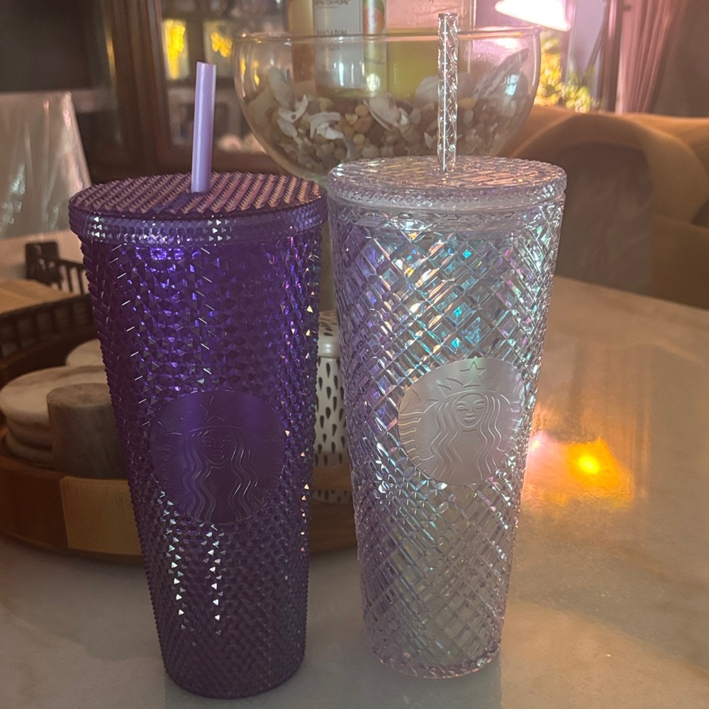 Starbucks Purple and Iridescent Diamond Tumblers